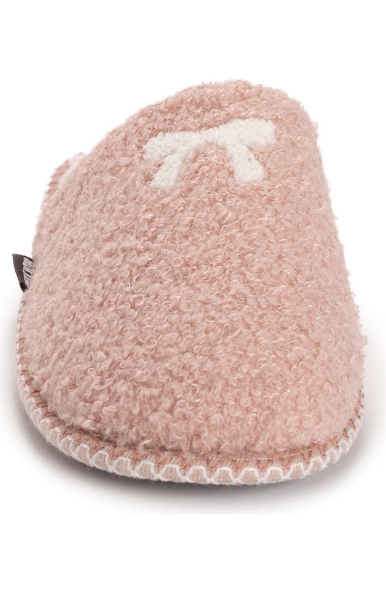 MUK LUKS Novelty Punch Needle Scuff Slipper, Alternate, color, Rose Pink Bow