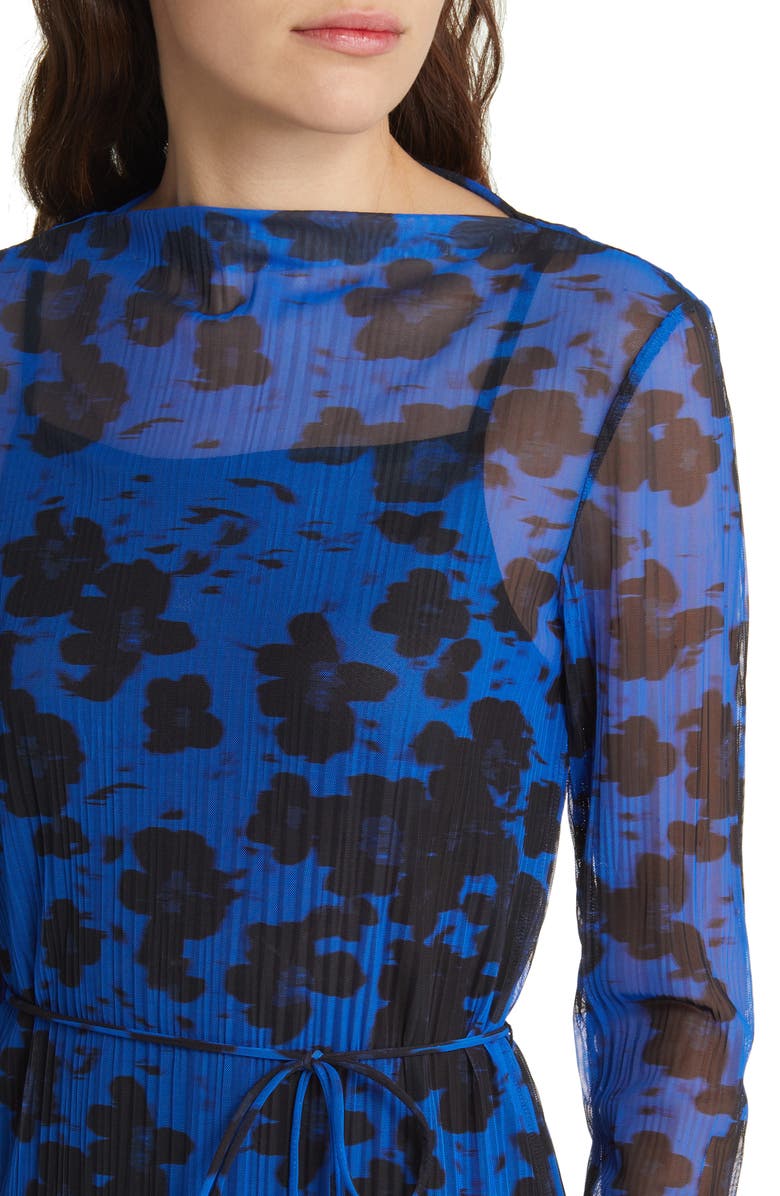 & Other Stories Floral Long Sleeve Mesh Midi Dress, Alternate, color,