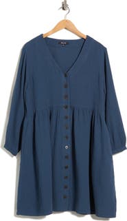 Madewell Nima Long Sleeve Double Gauze Cotton Minidress