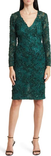 xscape lace soutache dress XSCAPE Women's Black Soutache Lace Long-Sleeve Sheath Dress Size 10