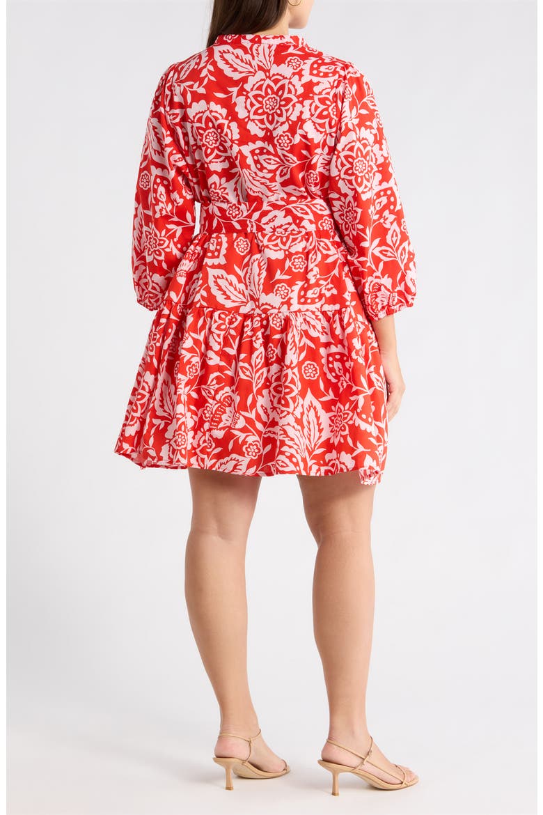 Hazen Floral Leola Shift Cotton Minidress, Alternate, color, RED-MULTI