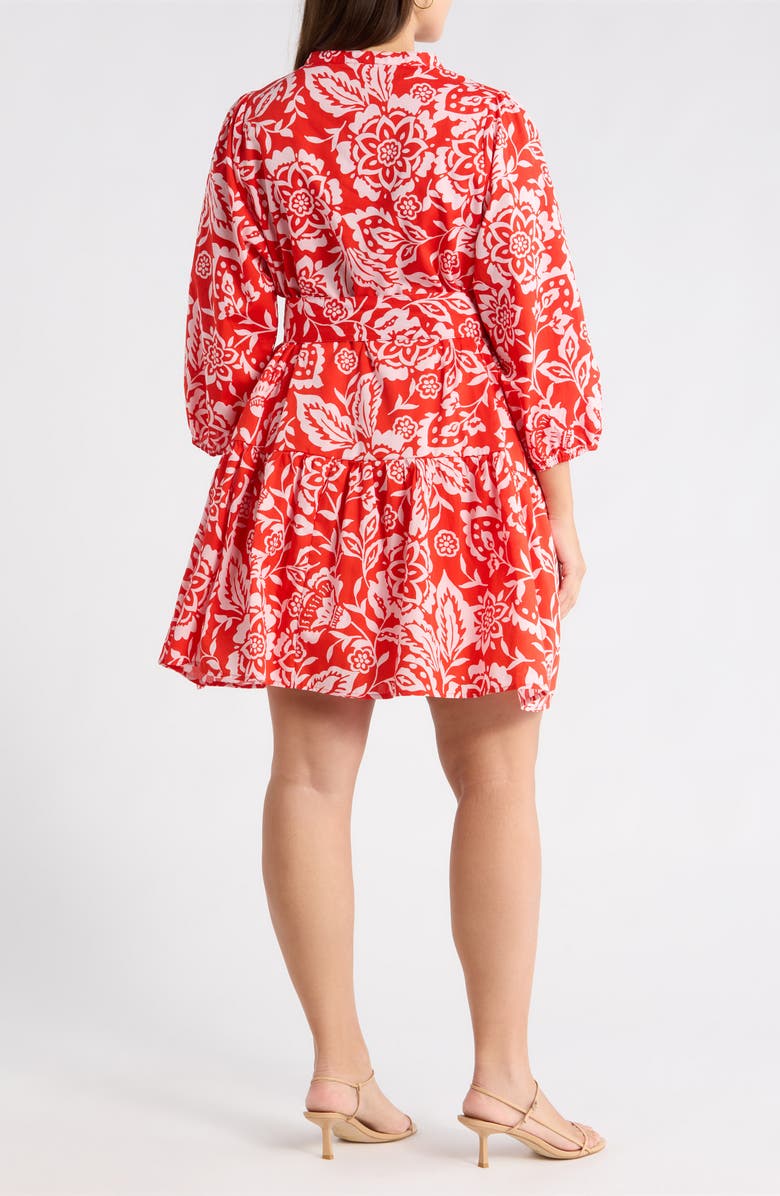 SUGARLIPS Hazen Floral Leola Shift Cotton Minidress, Alternate, color, Red-Multi