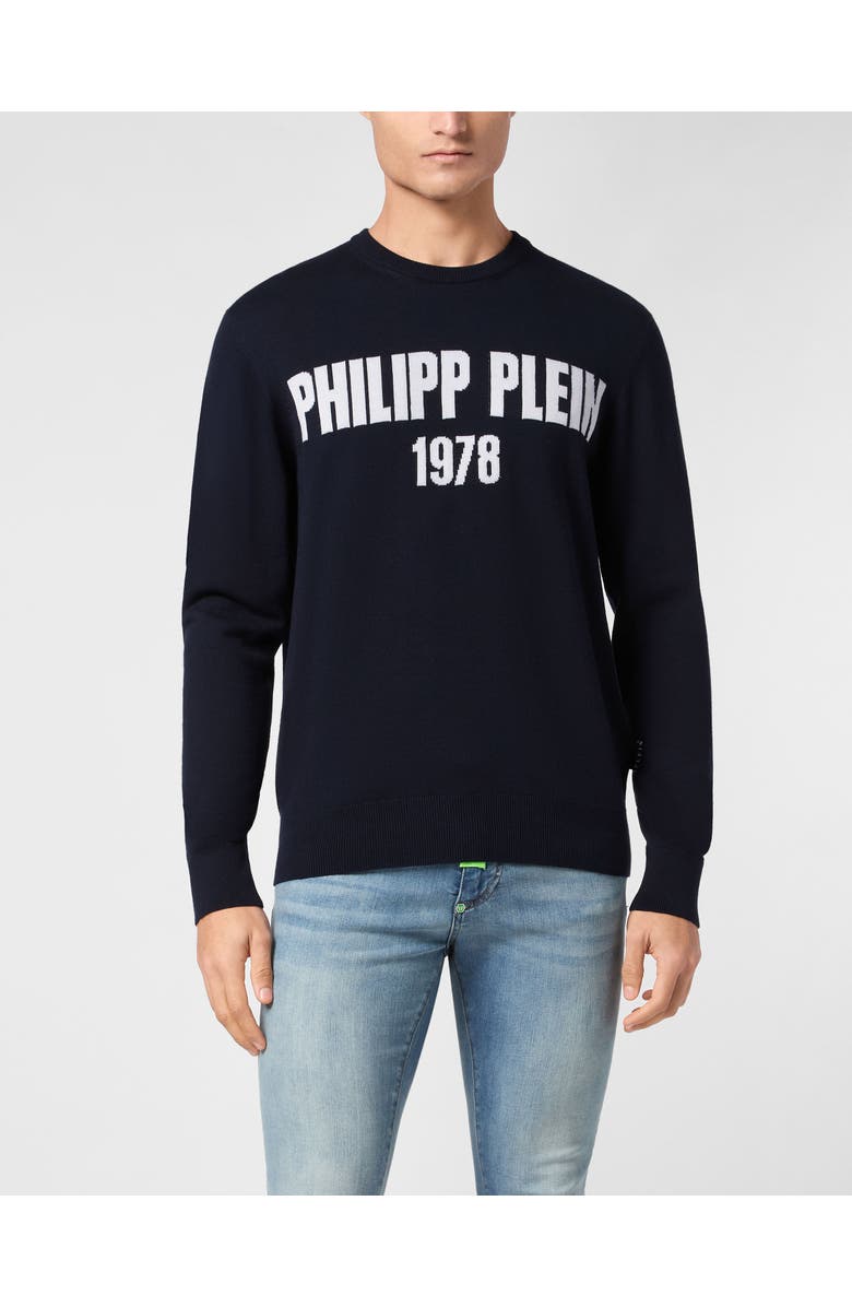 PHILIPP PLEIN Round Neck Pullover 1978 Men, Main, color, Navy