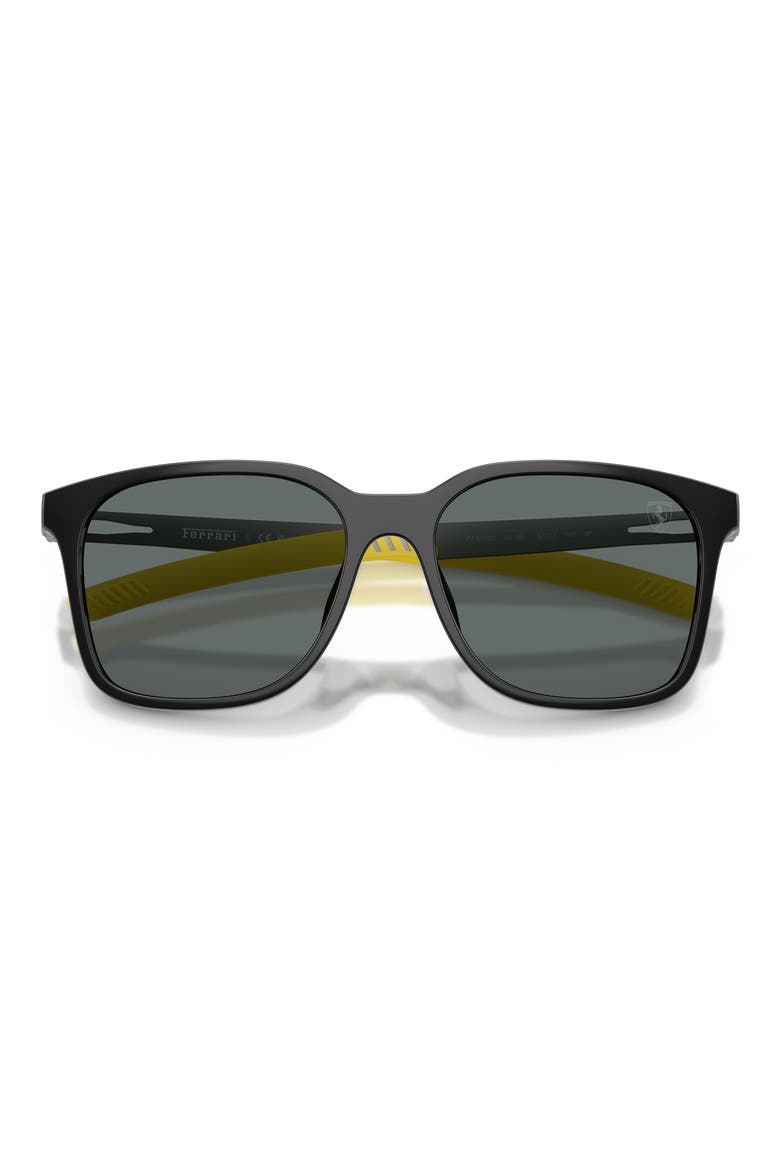 57mm Polarized Square Sunglasses, Alternate, color, BLACK SHINY / DARK GREY POLAR