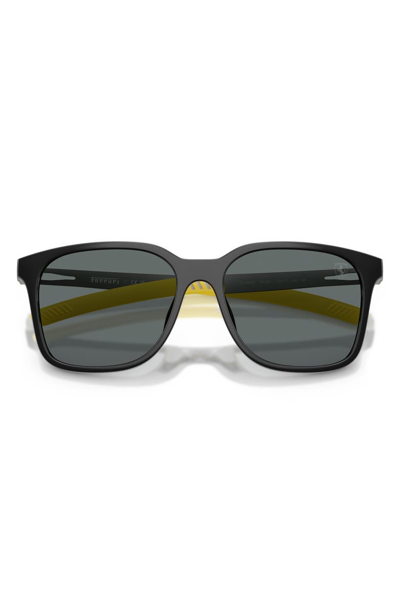 Scuderia Ferrari 57mm Polarized Square Sunglasses, Alternate, color, Black Shiny / Dark Grey Polar