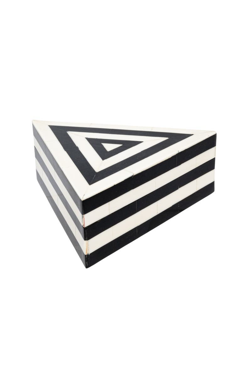 Storied Home Striped Reclaimed Wood and Resin Triangular Box, Main, color, 