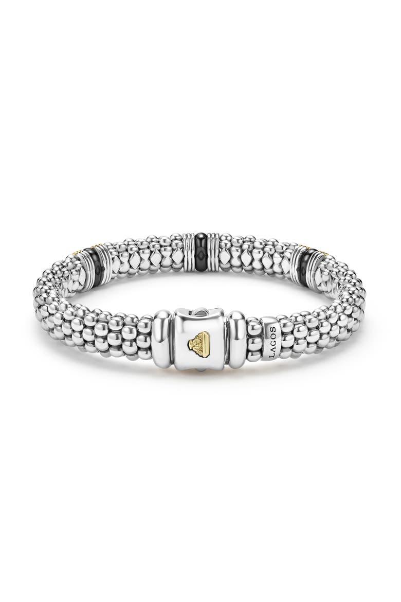 Two-Tone Black Ceramic Station Bracelet, Alternate, color, TWO TONE
