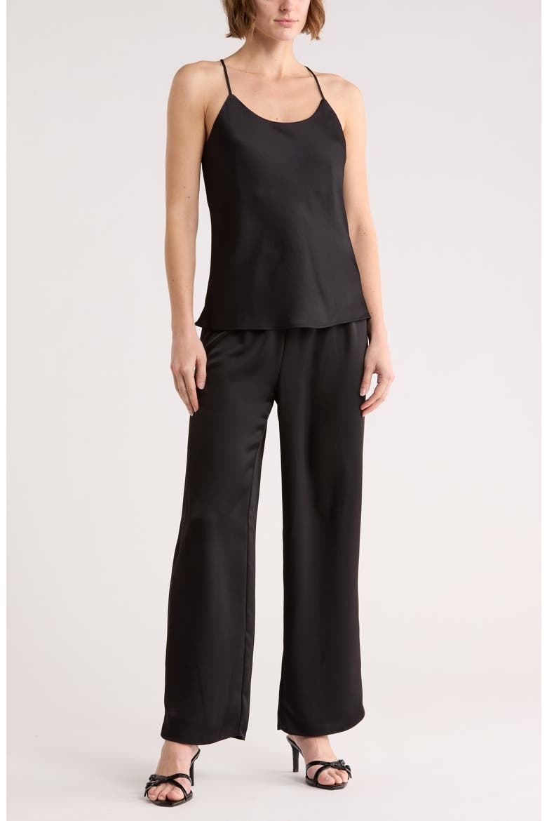 Satin Drawstring Pants, Main, color, BLACK