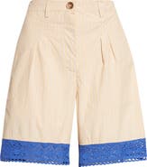 KÚR Stripe Organic Cotton Shorts with Crochet Panels