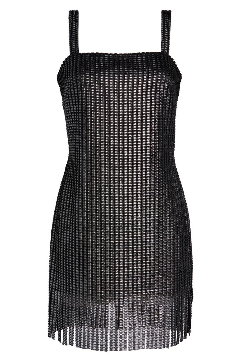 Metallic Textured Fringe Minidress, Alternate, color, STEEL