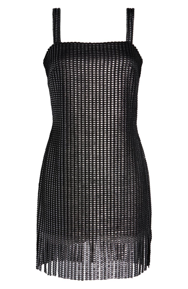 SHO by Tadashi Shoji Metallic Textured Fringe Minidress, Alternate, color, 