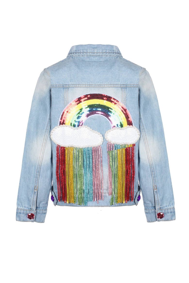 Crystal Rain Denim Jacket, Alternate, color, Light Blue