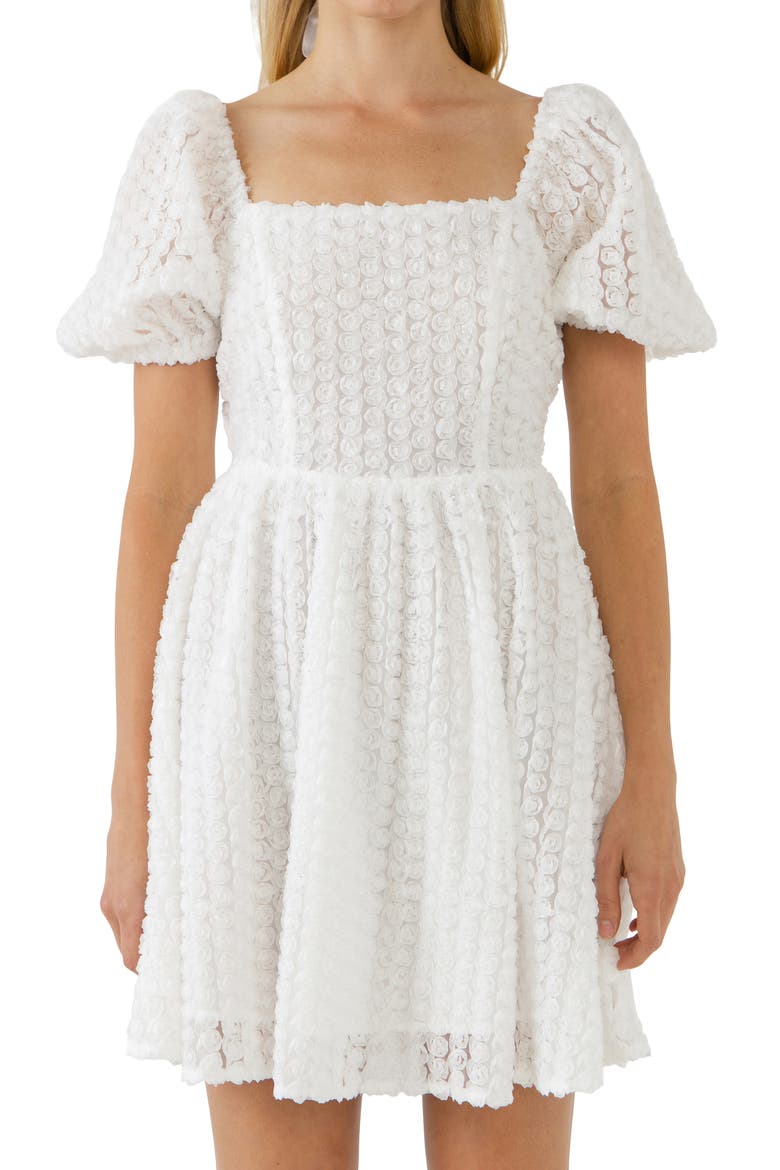 Floral Cutout Minidress, Alternate, color, WHITE