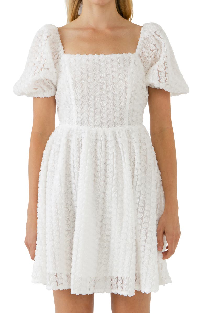 Endless Rose Floral Cutout Minidress, Alternate, color, White