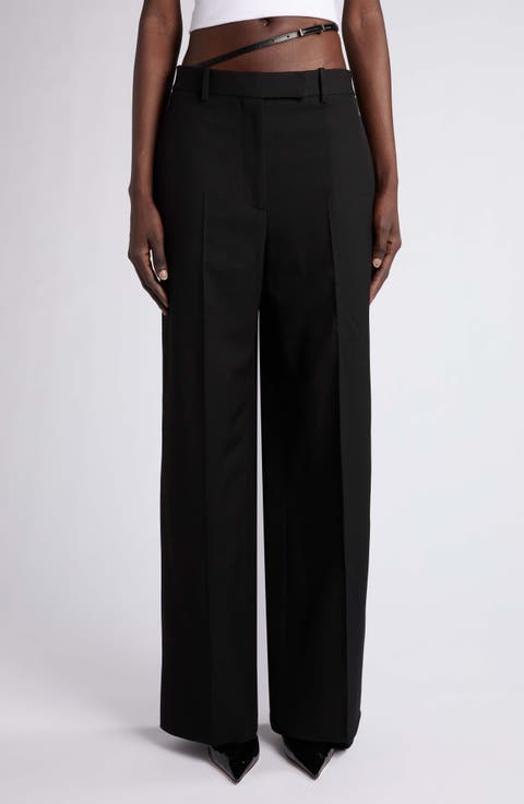 Grain de Poudre Belted Straight Leg Pants