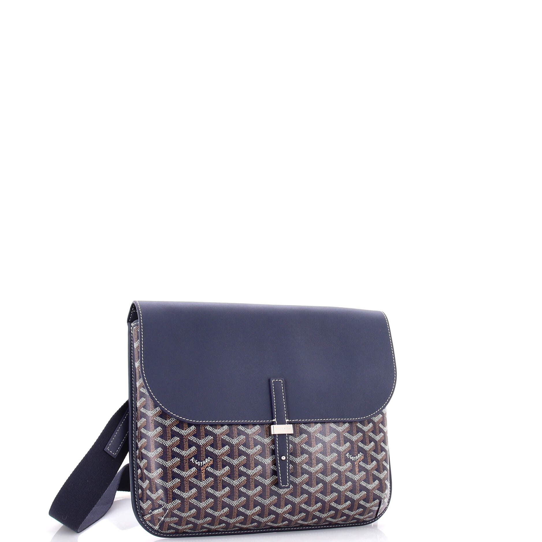 Pre-Owned Goyard Coursier Messenger Bag Coated Canvas and Leather, Alternate, color, Blue