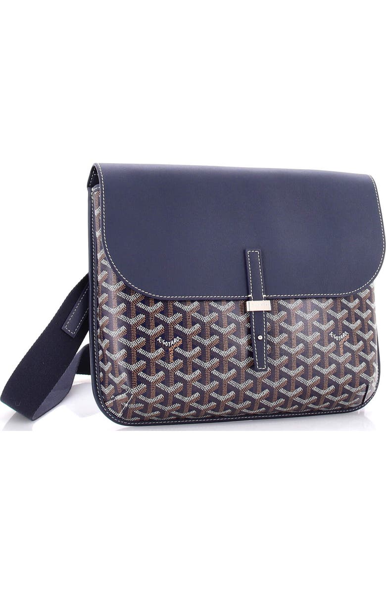 Pre-Owned Goyard Coursier Messenger Bag Coated Canvas and Leather, Alternate, color, Blue