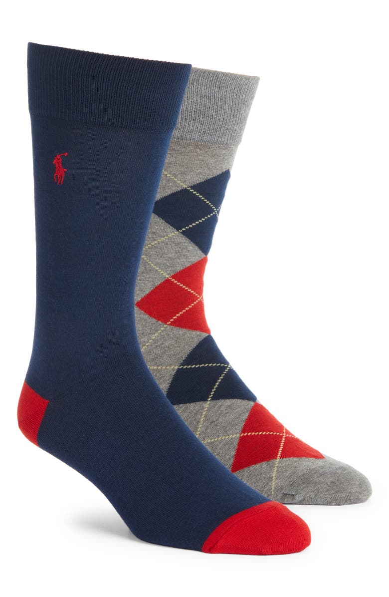 Polo Ralph Lauren Argyle 2-Pack Stretch Cotton Blend Socks, Main, color, 