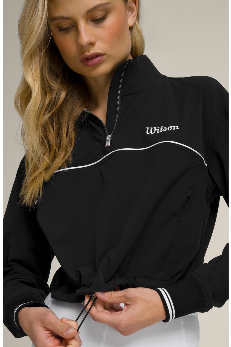 Davenport Woven Popover Quarter Zip Jacket, Alternate, color, BLACK