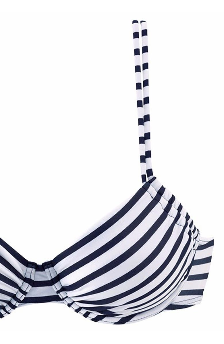 LASCANA Women's Pattern Underwire Bikini Top Size 40B, Alternate, color, Navy Striped