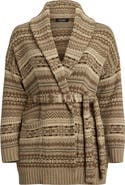 Lauren Ralph Lauren Fair Isle Belted Wool & Cotton Blend Cardigan