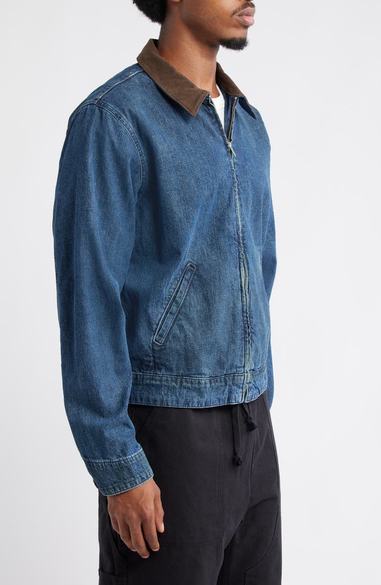 BDG Urban Outfitters Denim Harrington Jacket with Corduroy Collar, Alternate, color, Denim Blue