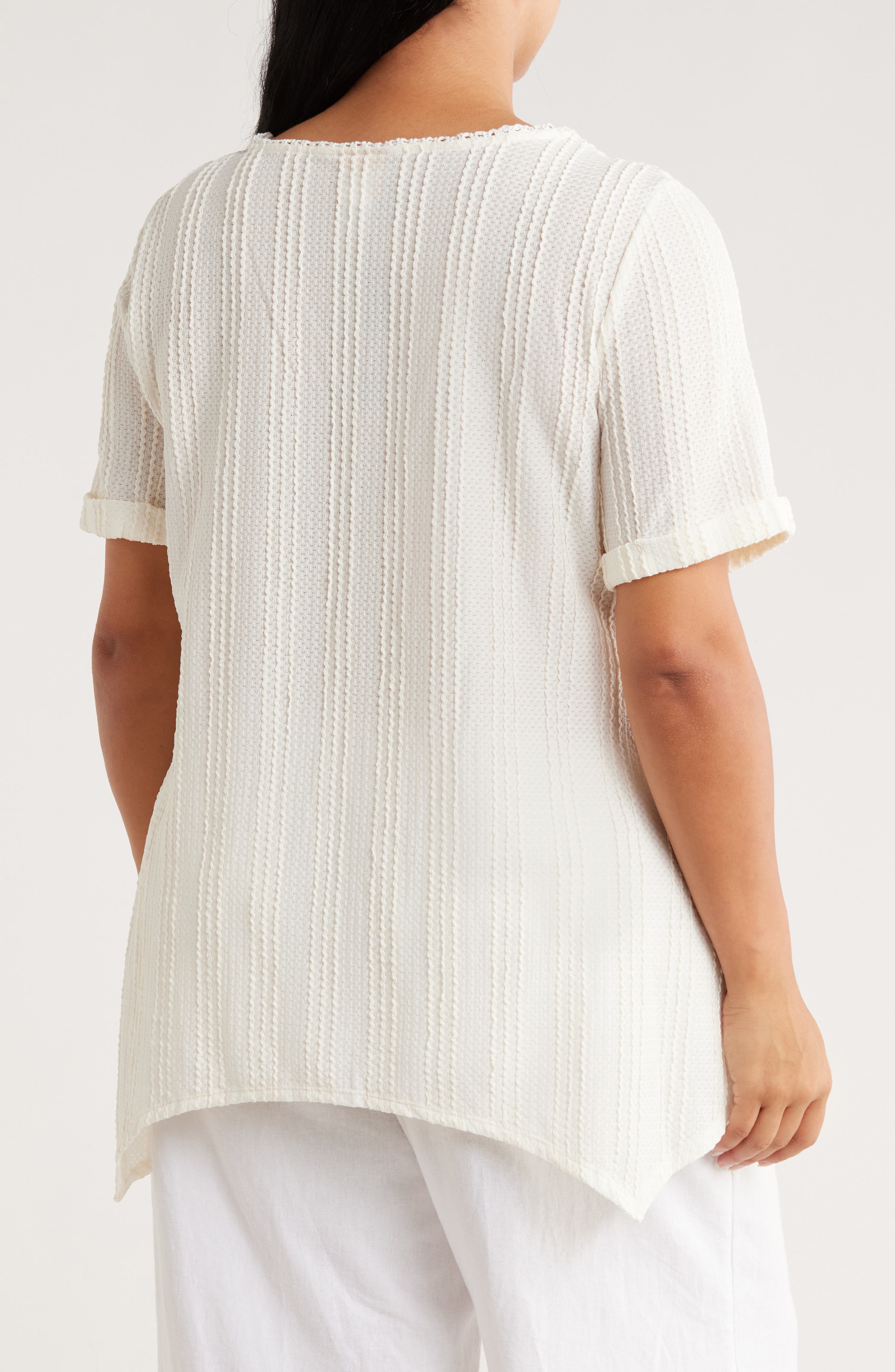 Short Sleeve Textured Knit Top - image 2