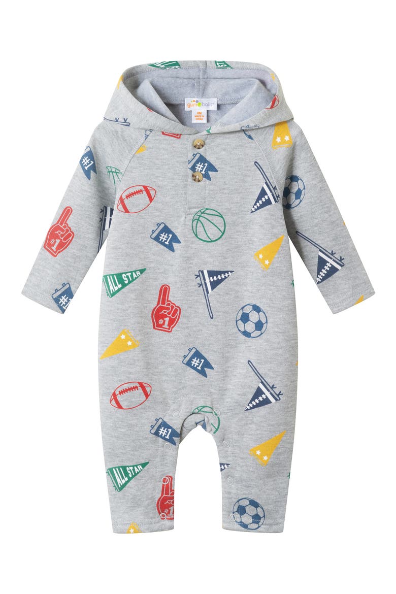 Kids' French Terry Hooded Romper, Main, color, GREY