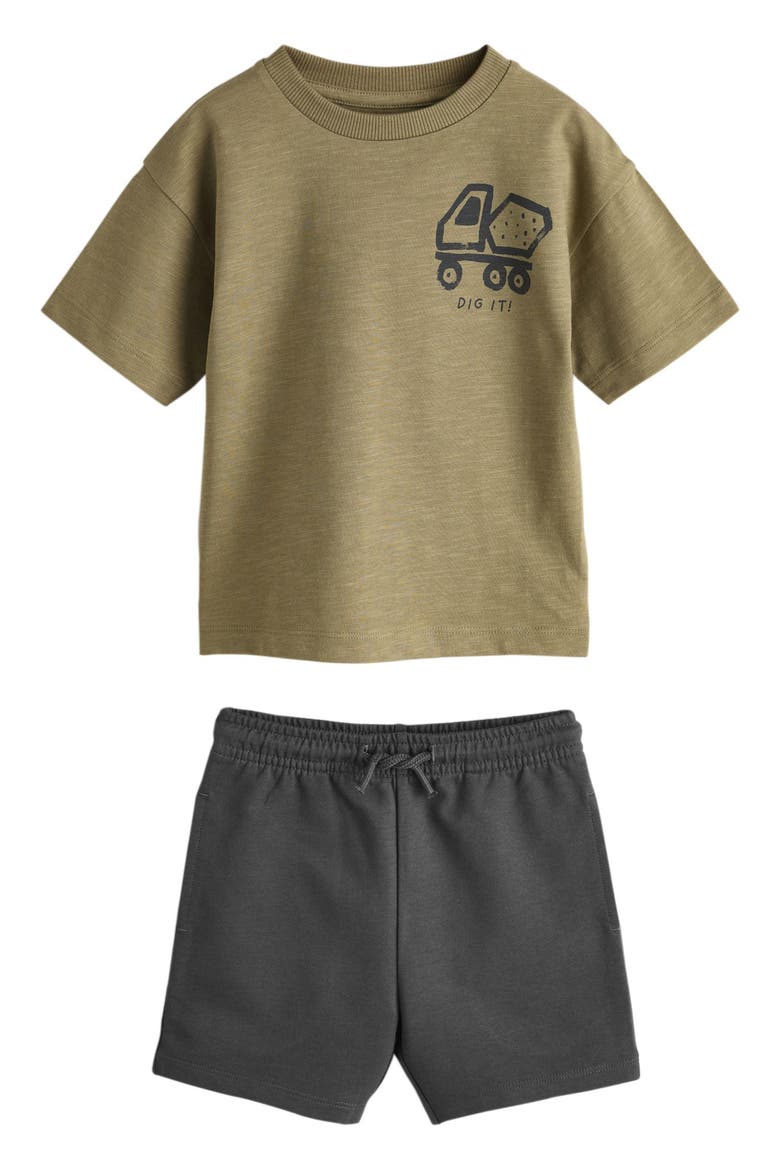 Kids' Digger Graphic T-Shirt & Shorts Set, Main, color, GREEN