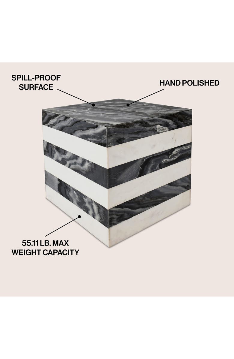JONATHAN Y Felix 15" Contemporary Natural Marble Handmade Cube End Table, Alternate, color, Black/White