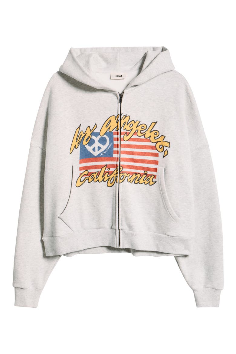 Flag Graphic Zip Hoodie, Alternate, color, ASH GREY
