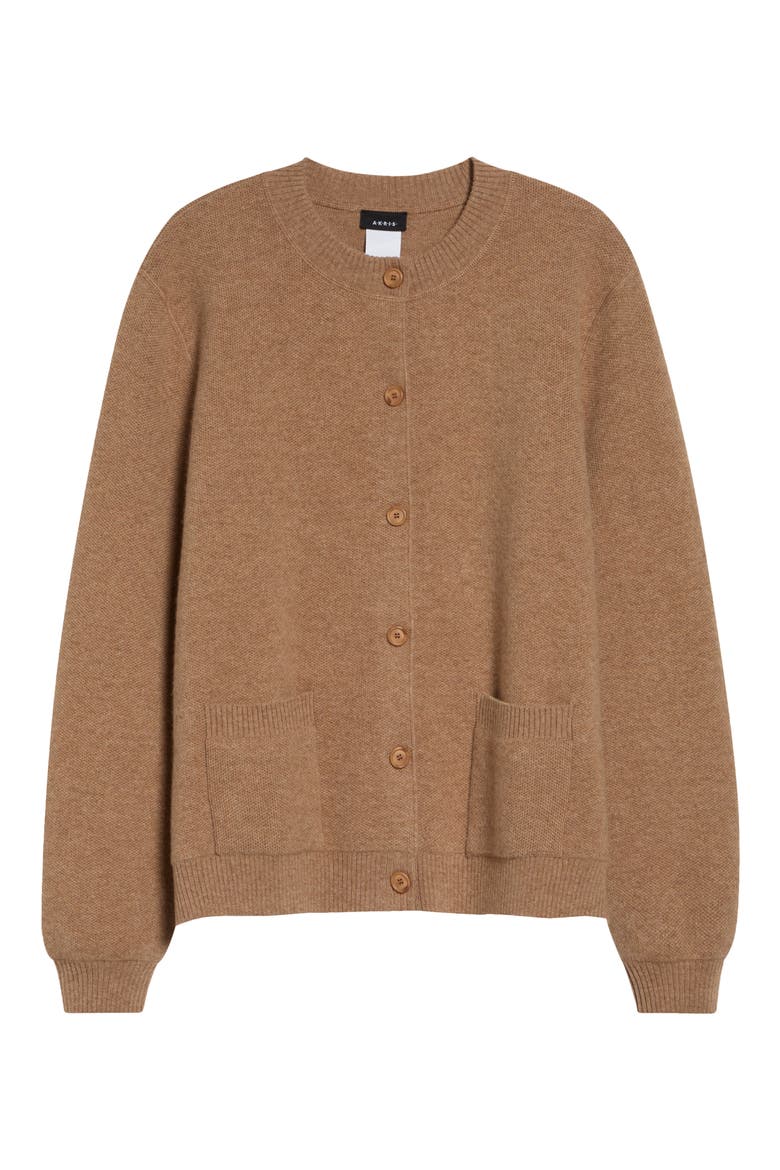 Cashmere Piqué Cardigan, Alternate, color, CAMEL