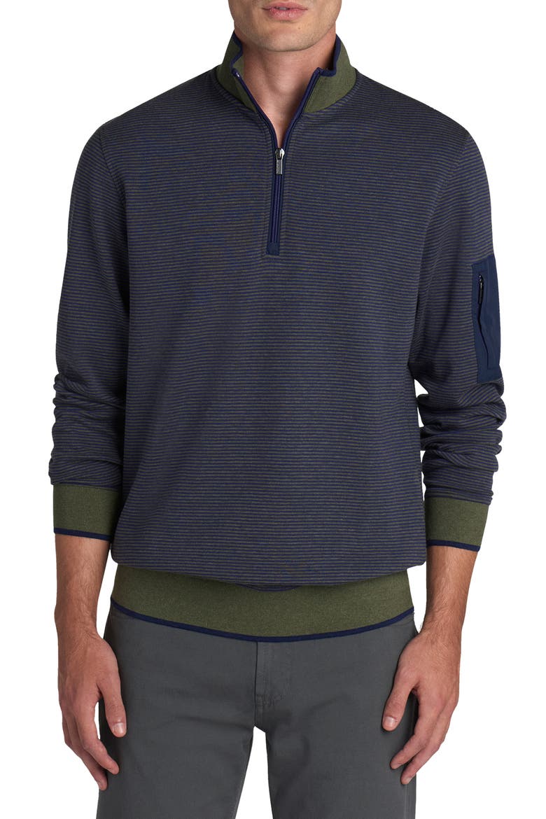 Cotton Blend Quarter Zip Pullover, Main, color, KHAKI