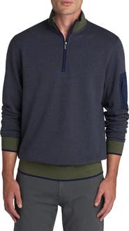 Bugatchi Cotton Blend Quarter Zip Pullover