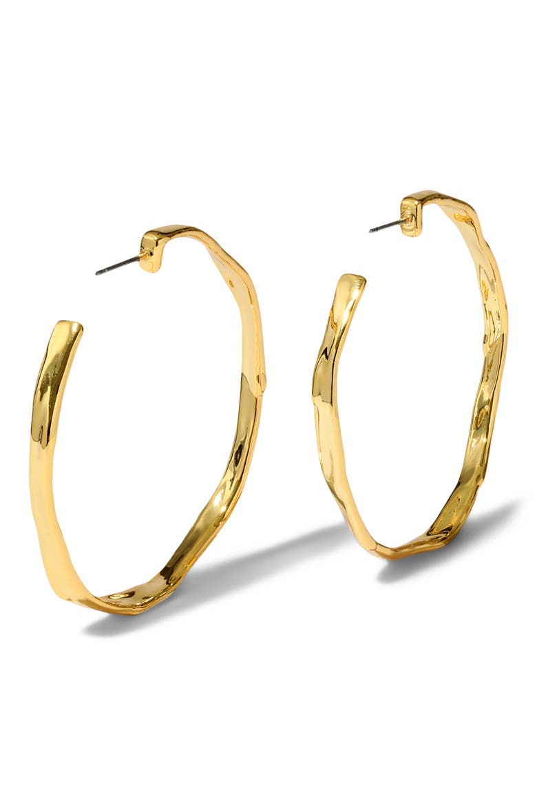 Brut Skinny Hoop Earrings, Alternate, color, GOLD