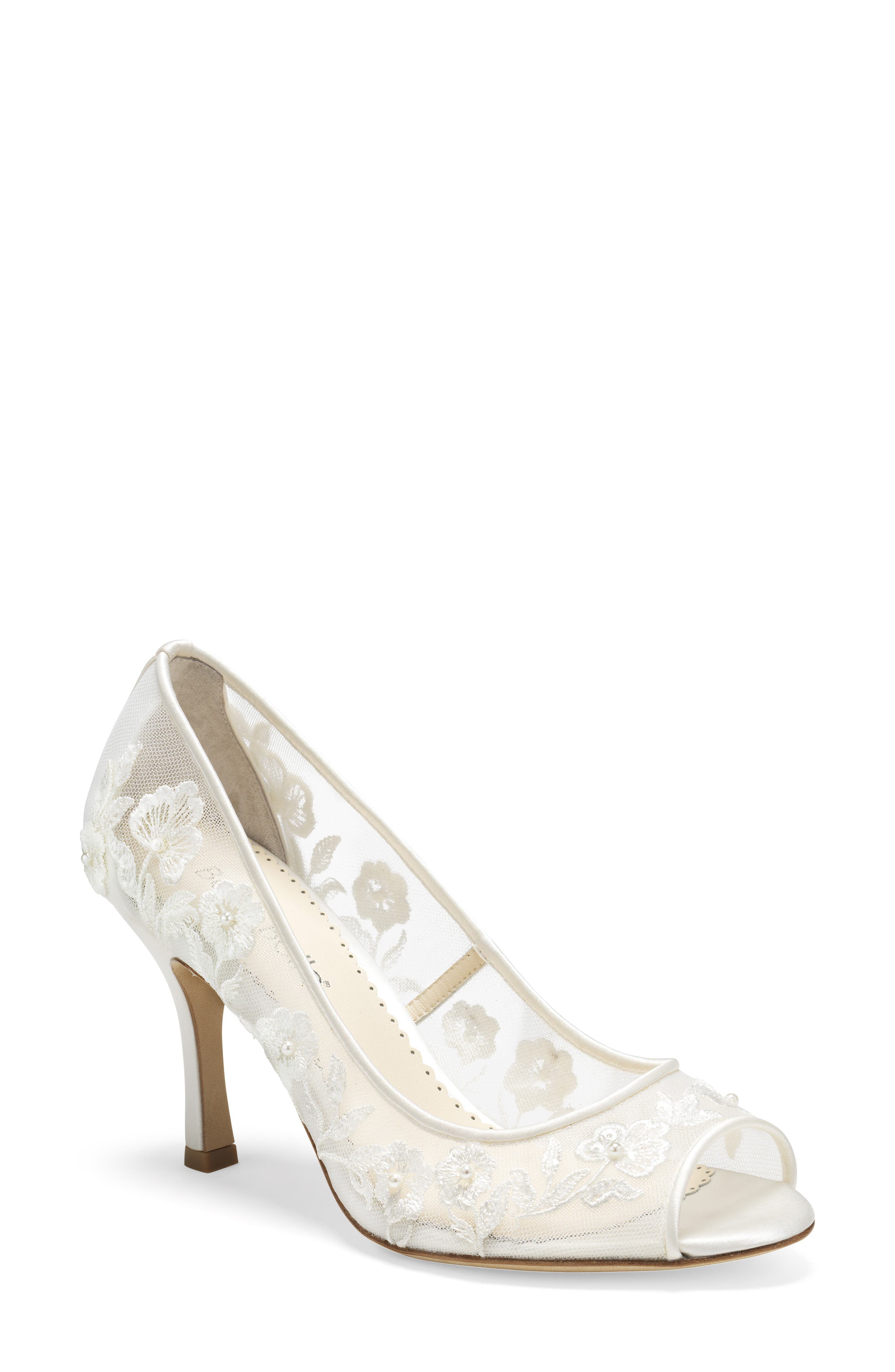 Bella Belle Emily Embroidered Peep Toe Pump, Main, color, 