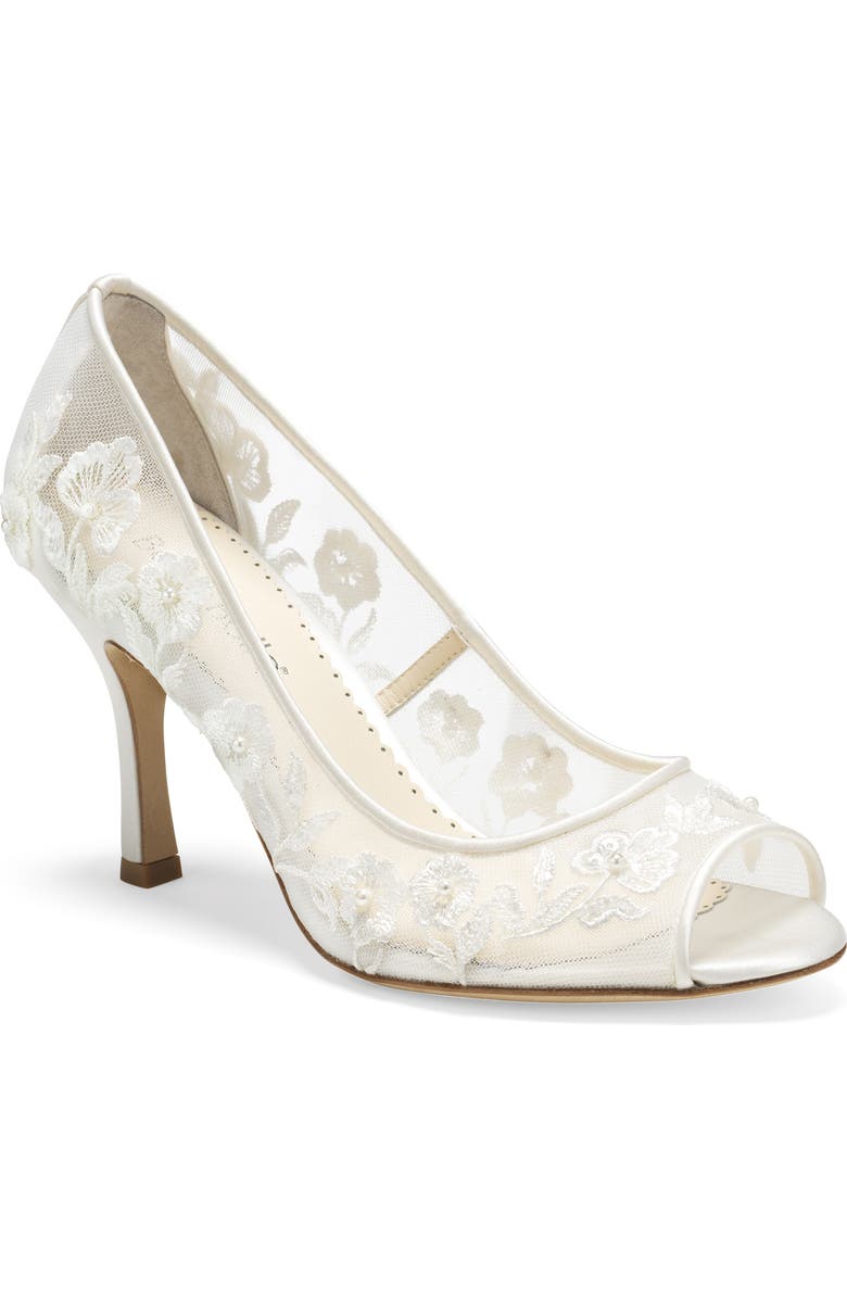 Bella Belle Emily Embroidered Peep Toe Pump, Main, color,