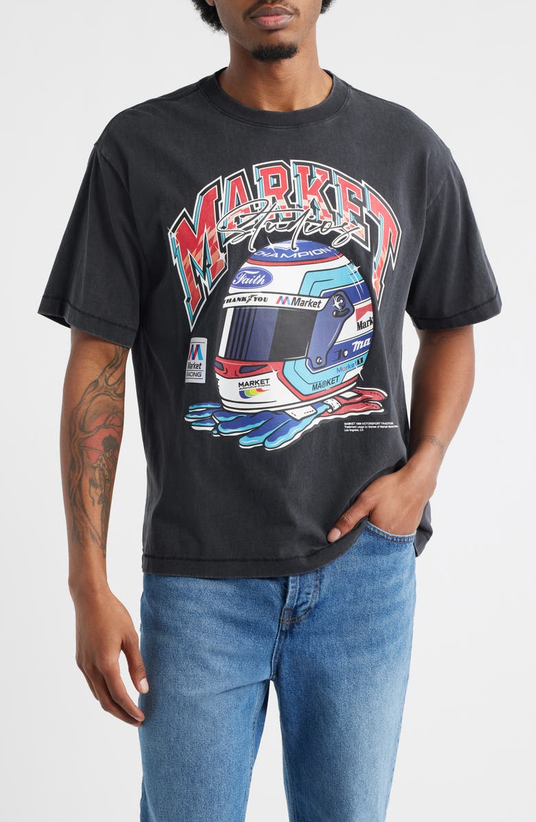MARKET Racing Helmet Graphic T-Shirt, Main, color, Black