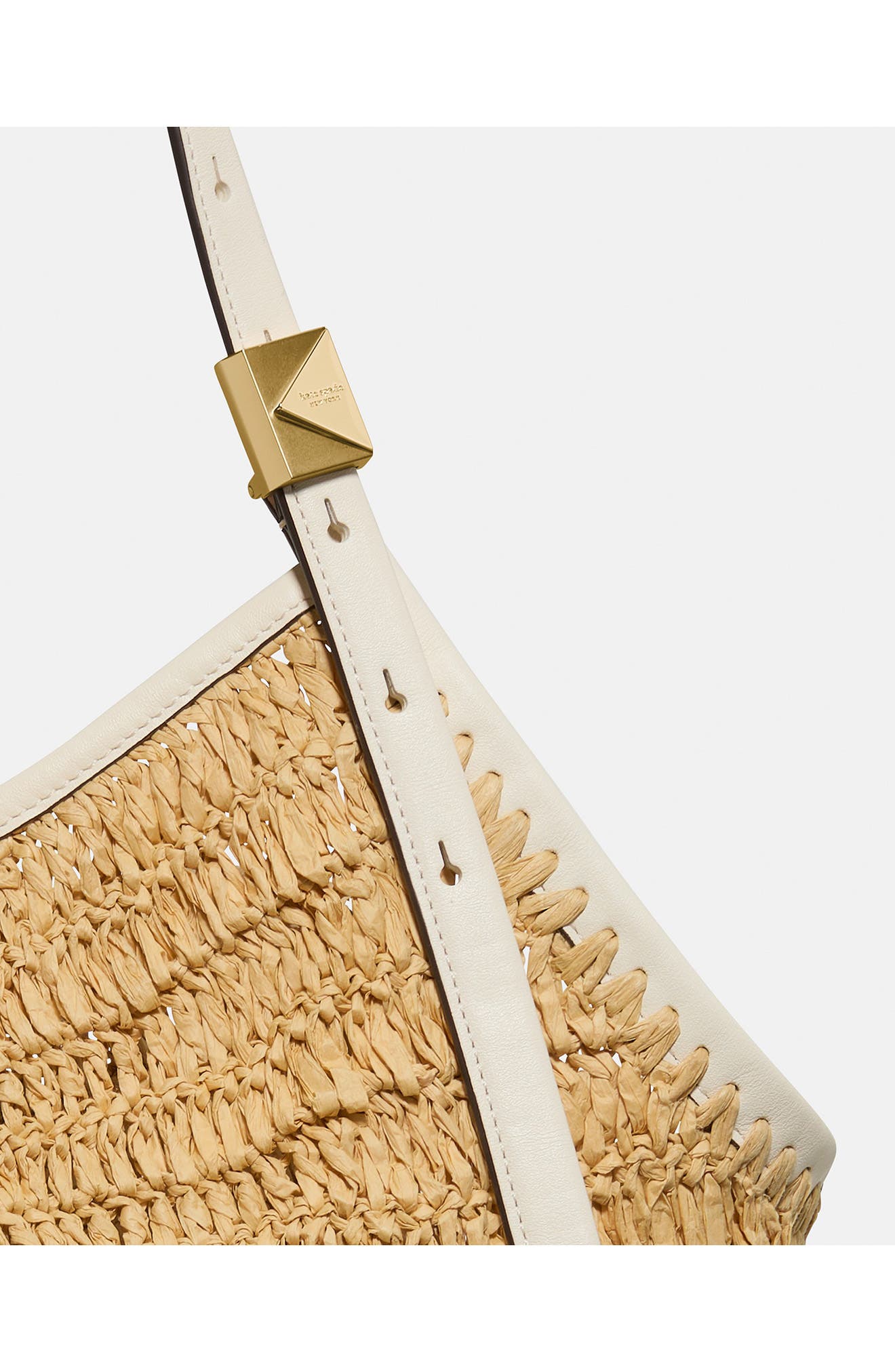 Kate Spade New York deco straw small tulip tote bag, Alternate, color, 