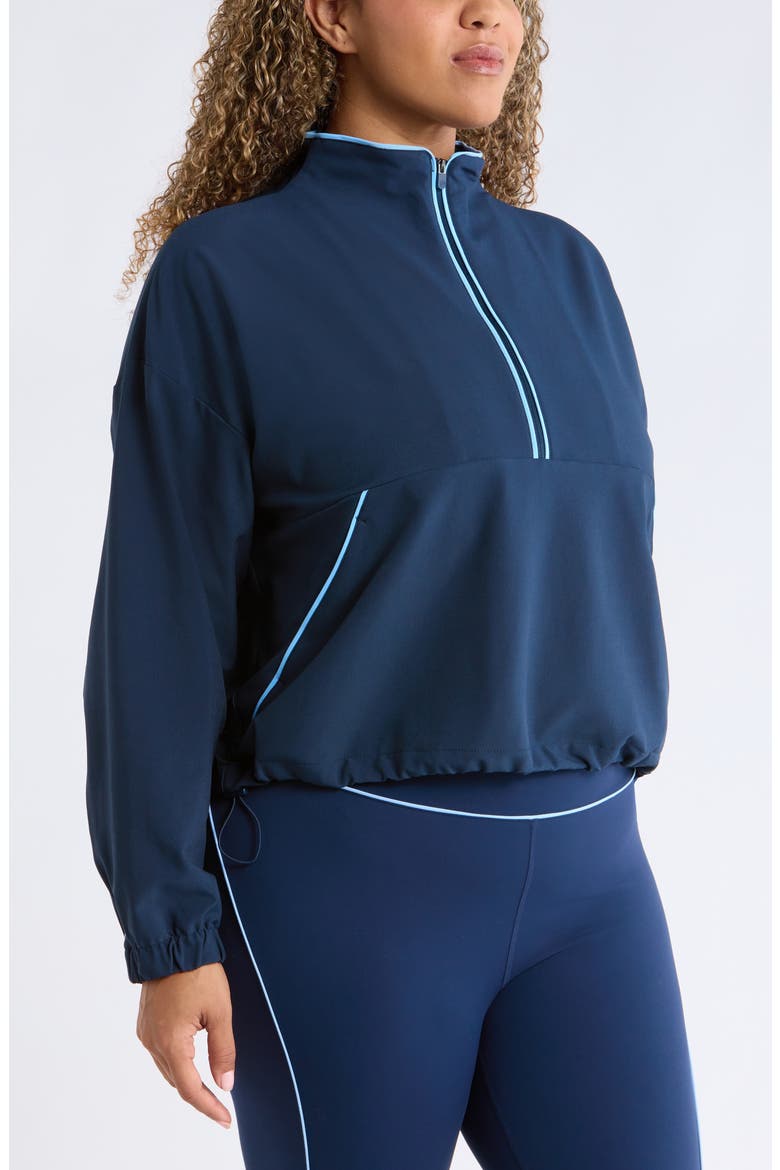 Piped Half Zip Pullover, Alternate, color, NAVY SAPPHIRE