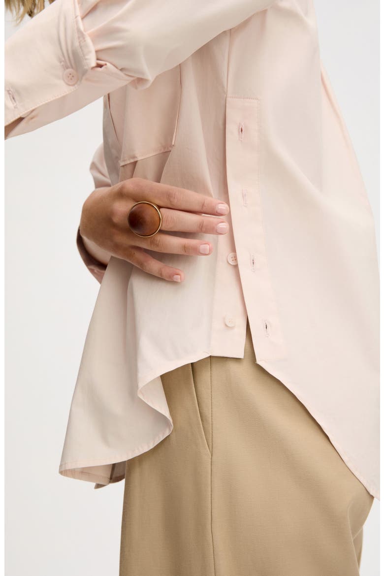 Side Button Cotton Poplin Button-Up Shirt, Alternate, color, SOFT PINK