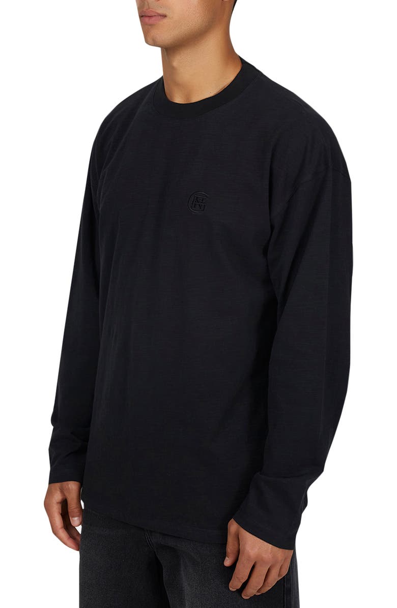 Good For Nothing Emblem Tonal Relaxed Slub Long sleeve T-shirt, Alternate, color, Black