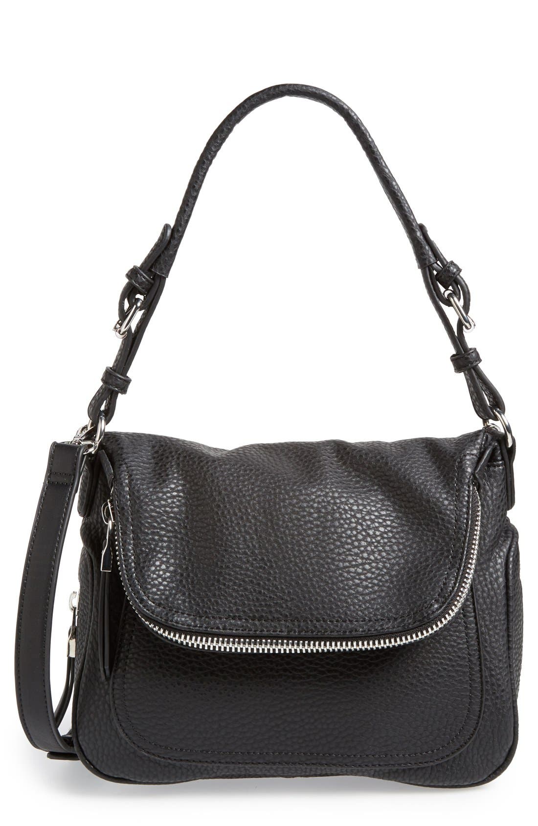 Foldover Shoulder Bag, Main, color, BLACK