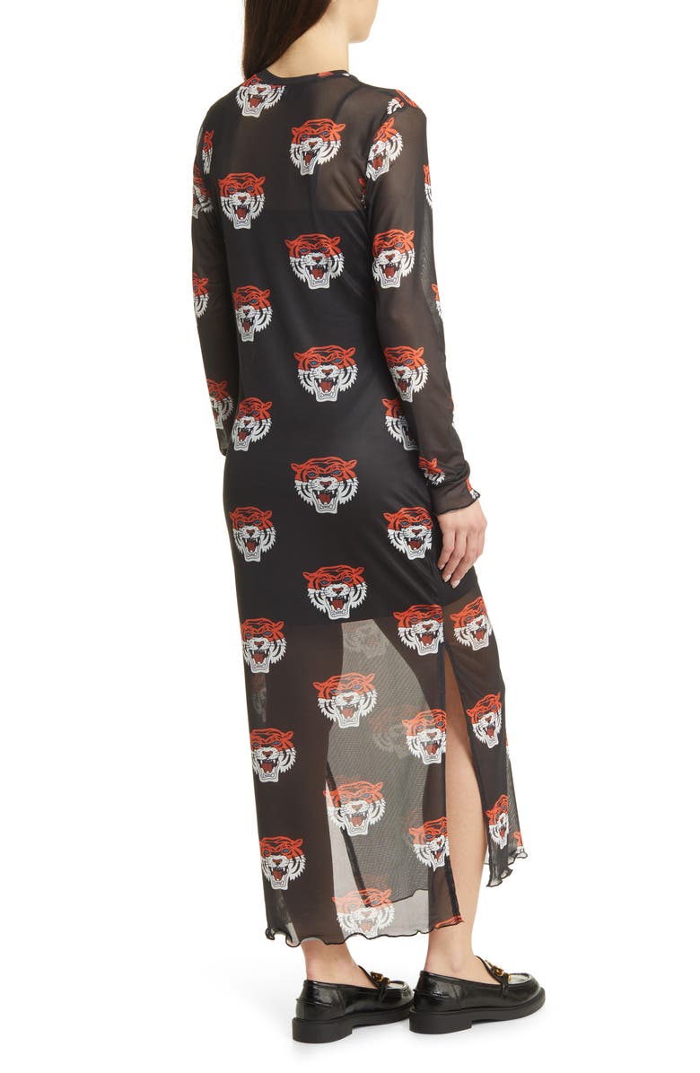 Dressed in Lala Mad About You Long Sleeve Mesh Midi Dress, Alternate, color, 