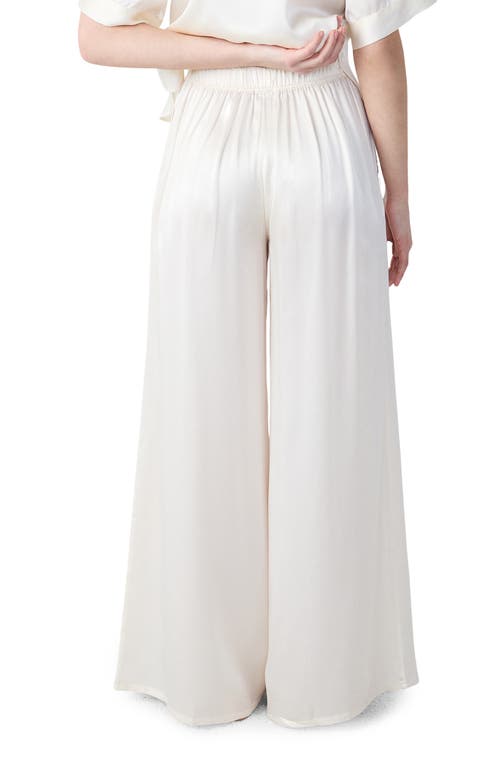 Etam Pearly Silk Wide Leg Pajama Pants In White