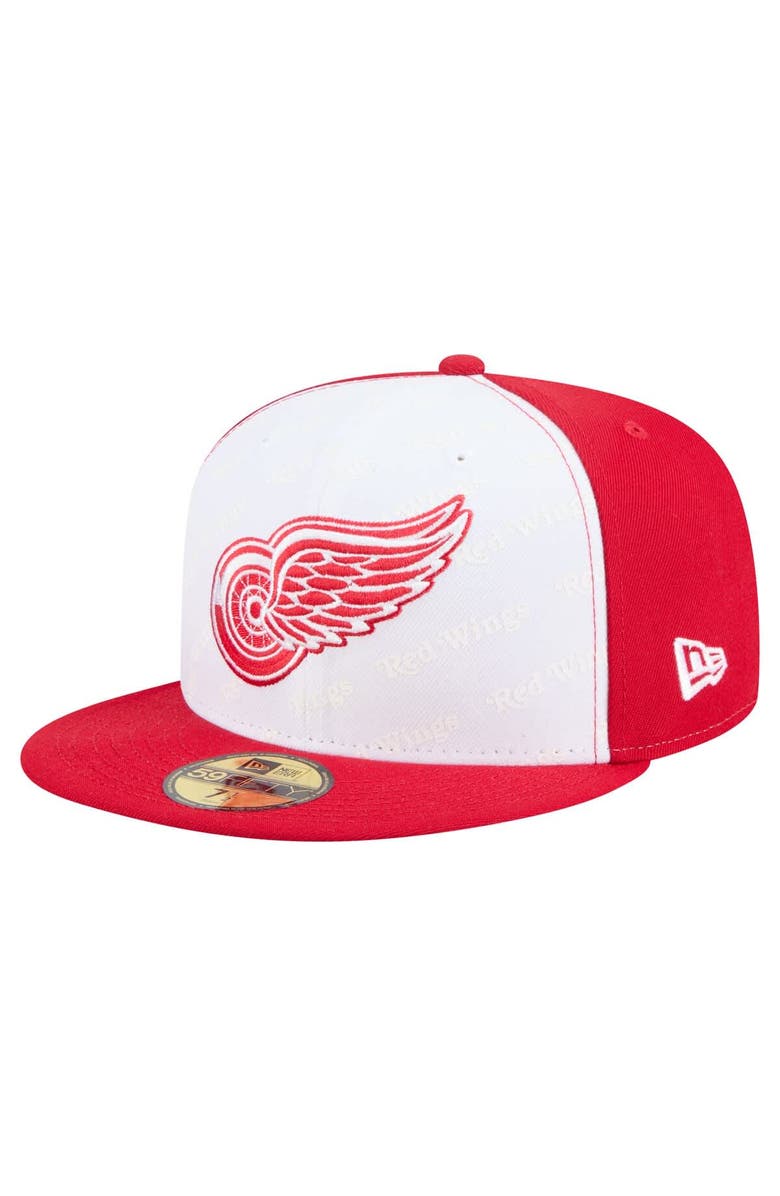 New Era Men's New Era White/Red Detroit Red Wings Repeat Two-Tone 59FIFTY Fitted Hat, Main, color, White