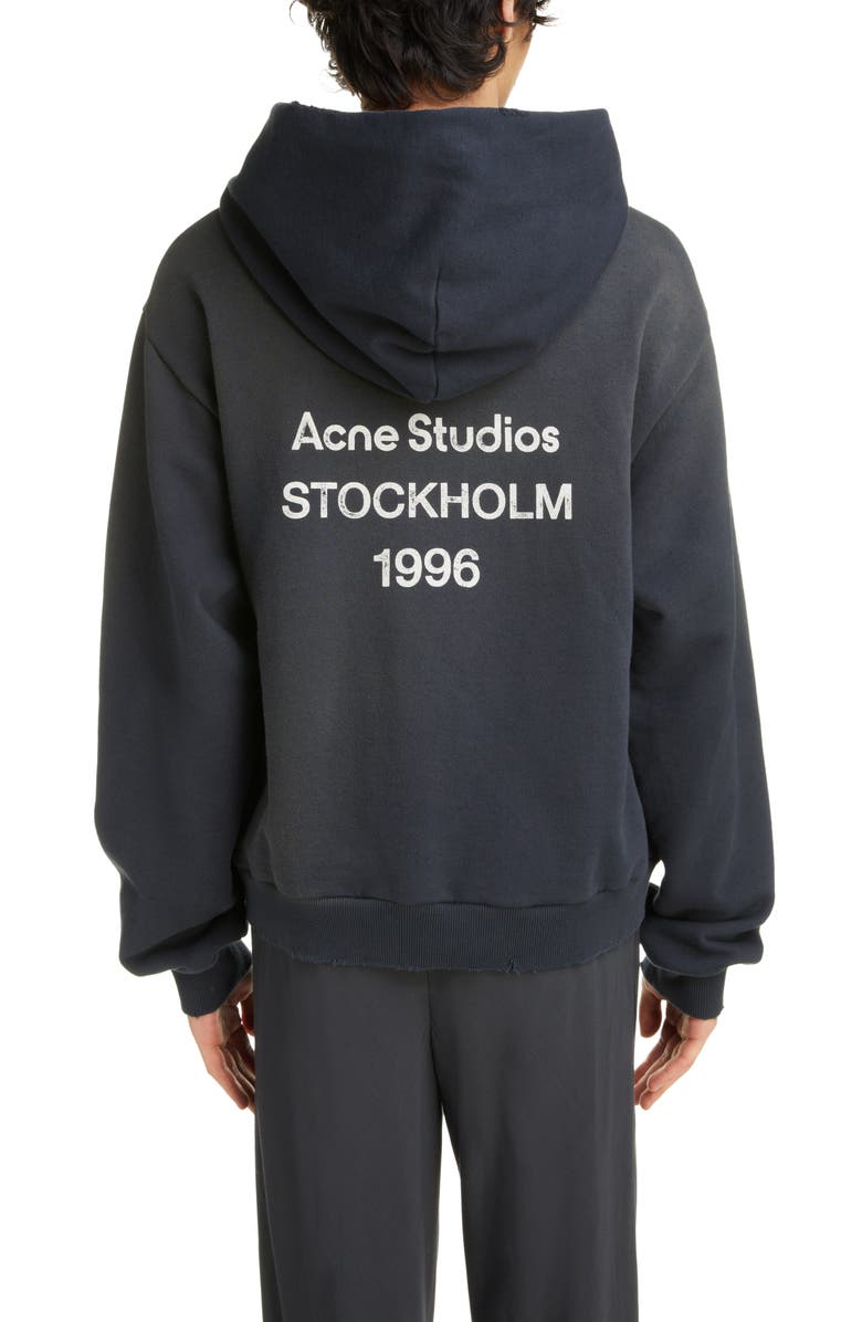 Acne Studios Stockholm Oversize Distressed Graphic Hoodie, Alternate, color, 