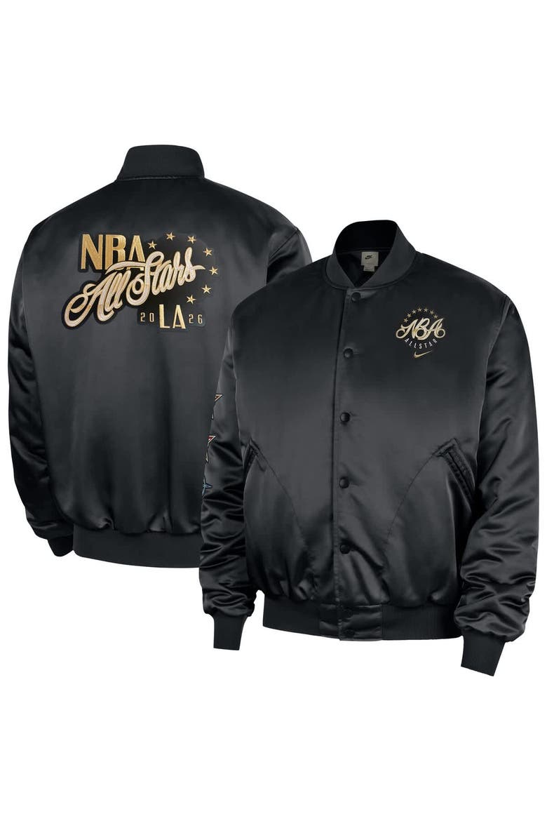 Men's Nike Black 2026 NBA All-Star Game Satin Full-Snap Jacket, Main, color, Black