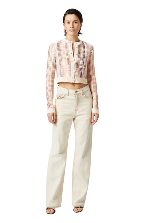 Crewneck Cardigan In Cotton Blend Caperdoni Motif