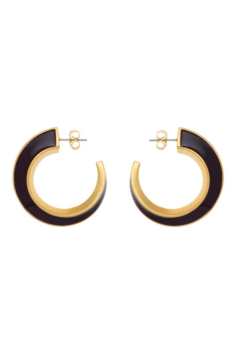 Thalia Twist Enamel Hoop Earrings, Alternate, color, GOLD TONE / BURGUNDY